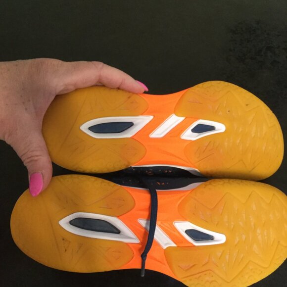 Asics court shoes worn inside for pickleball men's size 75. blue and orange - Picture 2 of 7